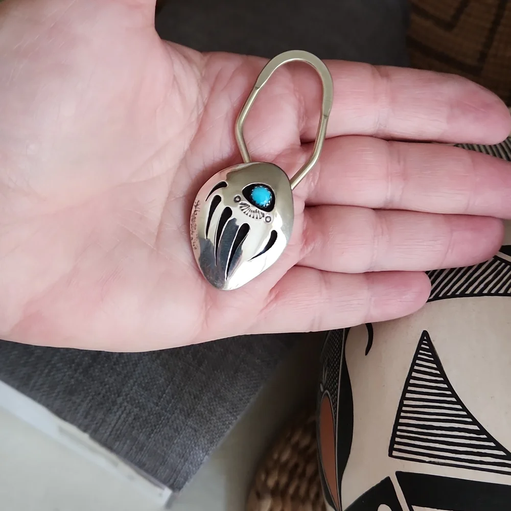 Awesome Native American Navajo Turquoise and Sterling Key Holder